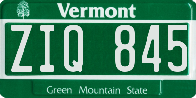 VT license plate ZIQ845