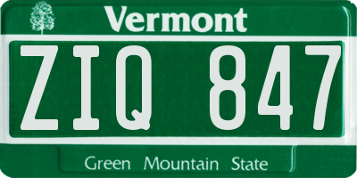 VT license plate ZIQ847