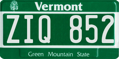 VT license plate ZIQ852
