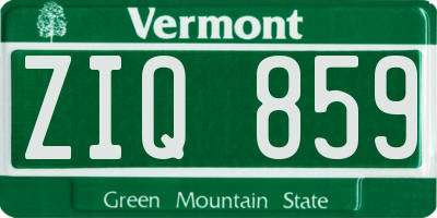 VT license plate ZIQ859