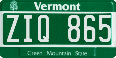 VT license plate ZIQ865