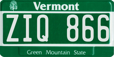 VT license plate ZIQ866