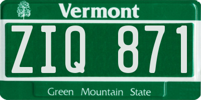 VT license plate ZIQ871