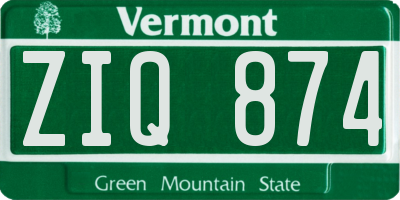 VT license plate ZIQ874