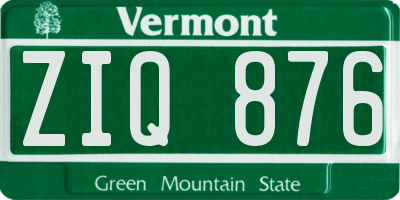 VT license plate ZIQ876