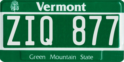 VT license plate ZIQ877