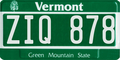 VT license plate ZIQ878