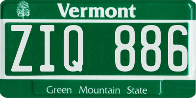 VT license plate ZIQ886