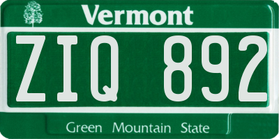 VT license plate ZIQ892