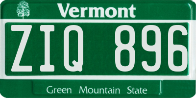 VT license plate ZIQ896
