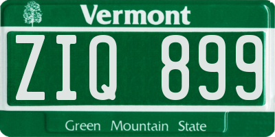 VT license plate ZIQ899