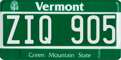 VT license plate ZIQ905
