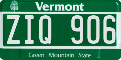 VT license plate ZIQ906