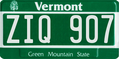 VT license plate ZIQ907