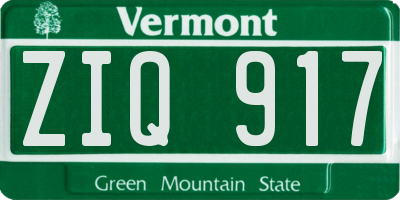 VT license plate ZIQ917