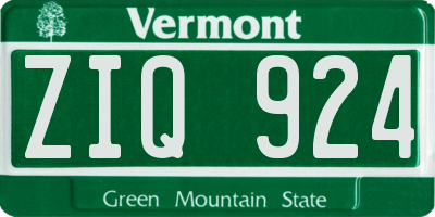 VT license plate ZIQ924