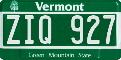 VT license plate ZIQ927