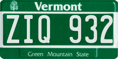 VT license plate ZIQ932