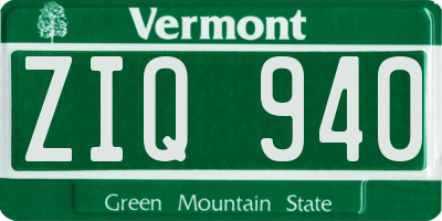 VT license plate ZIQ940