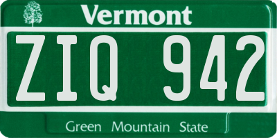 VT license plate ZIQ942