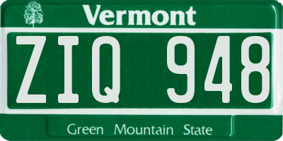 VT license plate ZIQ948