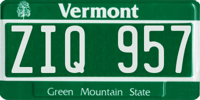 VT license plate ZIQ957