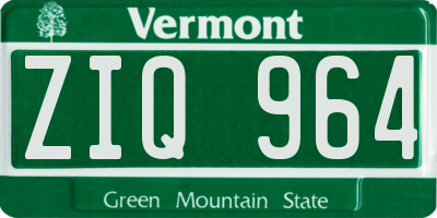 VT license plate ZIQ964