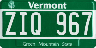 VT license plate ZIQ967