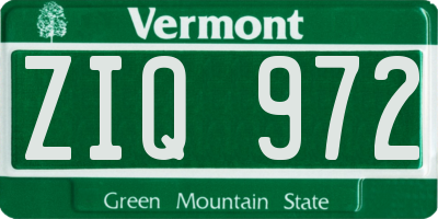 VT license plate ZIQ972