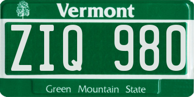 VT license plate ZIQ980