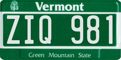 VT license plate ZIQ981