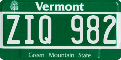 VT license plate ZIQ982