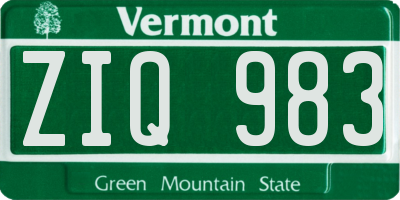 VT license plate ZIQ983