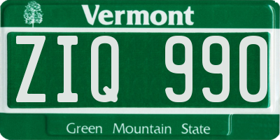 VT license plate ZIQ990