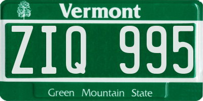 VT license plate ZIQ995