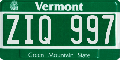 VT license plate ZIQ997