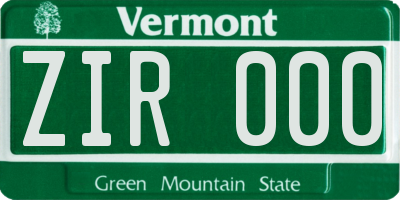 VT license plate ZIR000