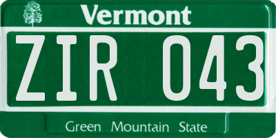 VT license plate ZIR043