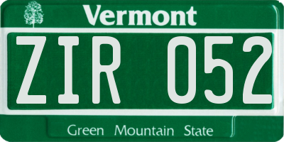 VT license plate ZIR052