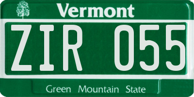 VT license plate ZIR055