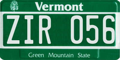 VT license plate ZIR056
