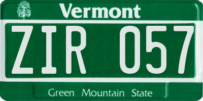 VT license plate ZIR057