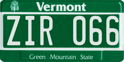 VT license plate ZIR066