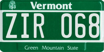 VT license plate ZIR068