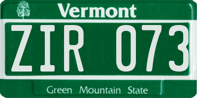 VT license plate ZIR073
