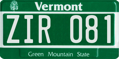VT license plate ZIR081
