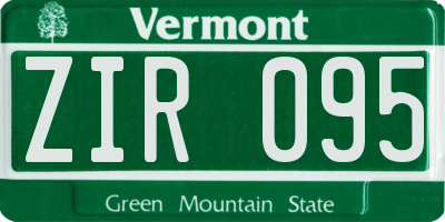 VT license plate ZIR095