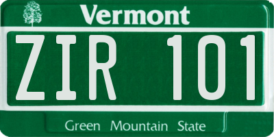 VT license plate ZIR101