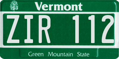 VT license plate ZIR112