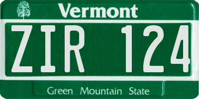 VT license plate ZIR124